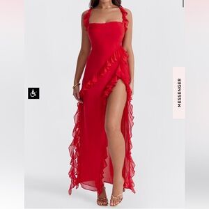 House of CB ‘Ariela’ Cherry Ruffle Maxi Dress